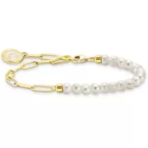 Thomas Sabo Ladies Thomas Sabo Half Pearl Charmista Bracelet - Silver