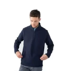 Henbury Mens Zip Neck Micro Fleece Top (XS) (Navy)