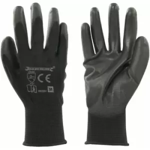 Loops - medium Black Gloves 13 Gauge Knitted & Poly Coated Palms & Fingers Open Back