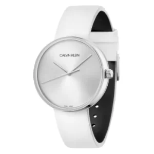 Calvin Klein Top Lady Quartz Silver Dial White Leather Strap Ladies Watch KBL231L6