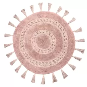 Circle Tassel Bath Mat Blush