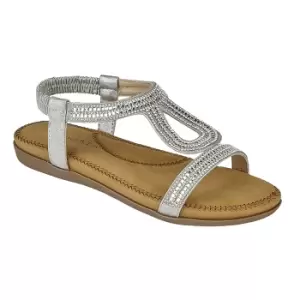 Cipriata Womens/Ladies Nicole Diamante Elasticated Halter Back Sandals (6 UK) (Silver)