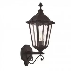 1 Light Outdoor Wall Lantern Matt Black Paint, Glass IP44, E27