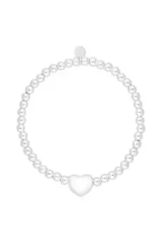 Sterling Silver 925 Large Heart Ball Stretch Bracelet