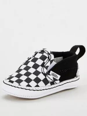 Vans Slip-on Checkerboard Velcro Crib, Black/White, Size 0