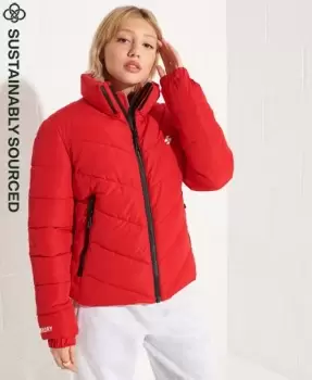 Superdry Womens Non Hooded Sports Puffer Jacket Red / Risk Red - Size: 14