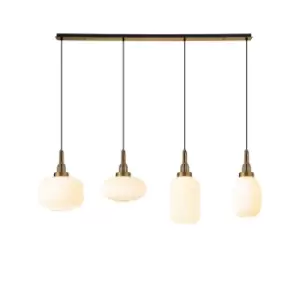 Yorktown Linear Ceiling Pendant 4 Light E27 With Various Glasses, Brass Gold, Opal, Matt Black