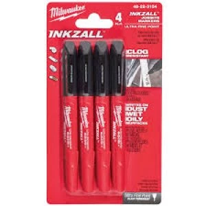 Milwaukee 4 Piece Inkzall Fine Tip Marker Pens Pack of 4