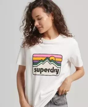 Superdry Womens 90s Terrain Graphic T-Shirt White / Winter White - Size: 12