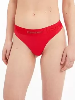 Calvin Klein Embossed Icon Thong - Red, Red Size M Women