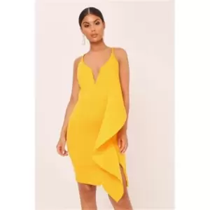 I Saw It First Yellow Plunge Frill Front Bodycon Prom Dress - Yellow