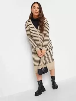 Yours Maxi Cardigan Neutral Stripe, Natural, Size 26-28, Women