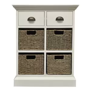 Tocino Ready Assembled 2-Drawer 4-Basket Wooden Storage Unit - White