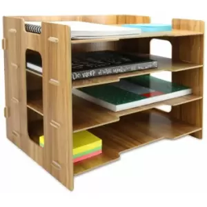 Wooden Desk Organiser Rectangle Brown - Pukkr