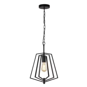 Slinky 1 Light Metal Adjustable Matt Black Cage Ceiling Pendant