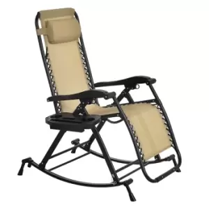 Outsunny Folding Recliner Chair & Rocker w/ Zero-Gravity - Beige