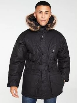 Barbour International Ergo Wax Parka Jacket - Black