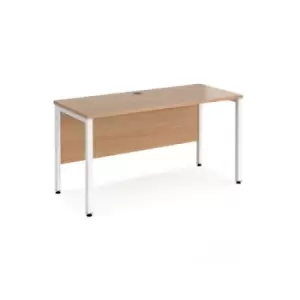 Office Desk 1400mm Rectangular Desk With Bench Leg Beech Tops With White Frames 600mm Depth Maestro 25