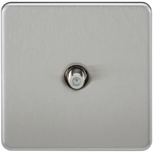 KnightsBridge SAT TV Outlet 1G Screwless Brushed Chrome Non-Isolated Wall Plate