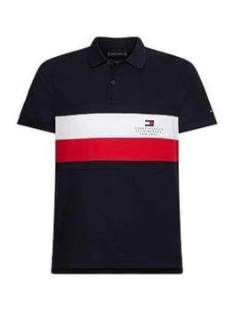 Tommy Hilfiger Chest Stripe Slim Polo Shirt - Desert Sky , Desert Sky, Size L, Men