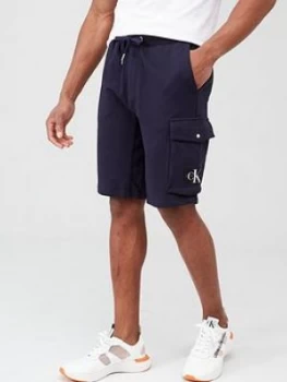 Calvin Klein Jeans Monogram Patch Sweat Shorts - Navy