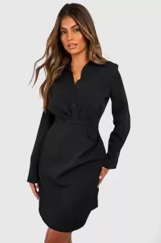 Drape Side Button Front Blazer Dress