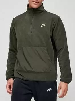 Nike Mens Polar Fleece 1/2 Zip Top, Khaki Size M Men