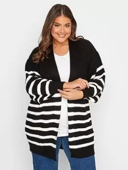 Yours Stripe Balloon Sleeve Cardigan - Black/White , Black, Size 18-20, Women