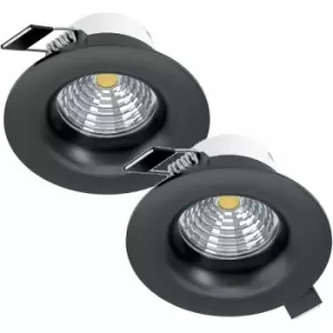 Loops - 2 pack Wall / Ceiling Flush Downlight Black Aluminium 6W LED 88mm Round