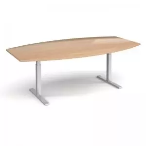 Elev8 Touch radial boardroom table 2400mm x 8001300mm - silver frame