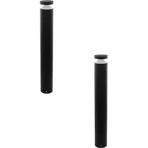 Loops - 2 pack IP44 Outdoor Bollard Light Black Cast Aluminium 11W LED Lamp Post