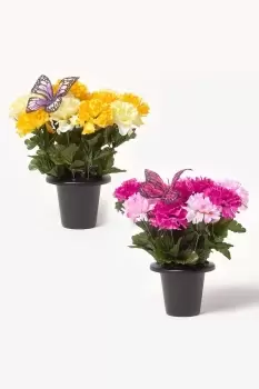 Set of 2 Carnation Artificial Flowers Decoration in Grave Vases