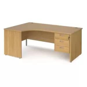 Office Desk Left Hand Corner Desk 1800mm With Pedestal Oak Top And Panel End Leg 1200mm Depth Maestro 25 MP18ELP3O