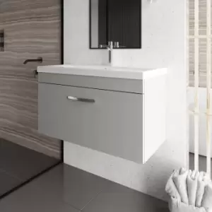 Nuie - Athena Wall Hung 1-Drawer Vanity Unit with Basin-4 800mm Wide - Gloss Grey Mist