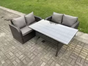 Fimous 4 Seater Outdoor Dark Grey PE Rattan Lounge Complete Sofa Set