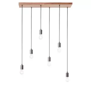 Stellan Plate Pendant Ceiling Lamp, Oak Stained Plywood, Anthracite Finish