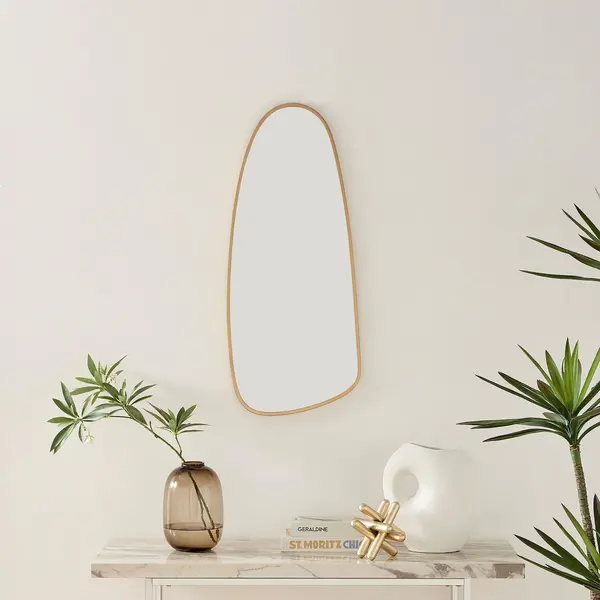 FurnitureboxUK Elodie Abstract Pebble Decorative Framed Wall Mirror Gold