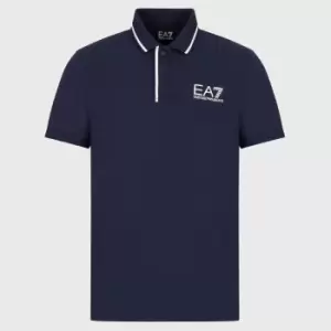 EA7 Logo-Print Cotton-Blend Polo Shirt - M