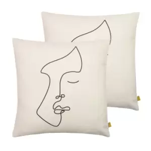 Emile Abstact Face 2x Filled Cushions