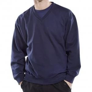 Click Workwear Sweatshirt V Neck Polycotton 300gsm 2XL Navy Blue Ref