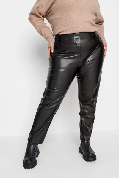 Coated Darted Waist Tapered Trousers