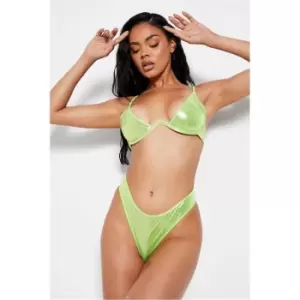 I Saw It First Lime Green Metallic Monowire Bikini Set - Green