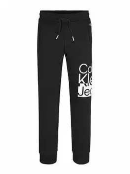 Calvin Klein Jeans Boys Box Logo Sweatpants - Black, Size 10 Years