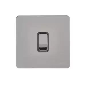 Schneider Electric Ultimate Screwless Flat Plate - Single Rocker 2 Way Light Switch, Single Pole, 16AX, GU1412BBN, Black Nickel with Black Insert