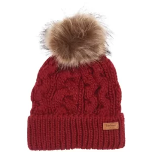 Barbour Womens Penshaw Cable Beanie Crimson One