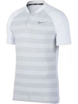 Mens Nike Momentum Stripe Blade Polo White