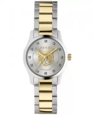 Gucci G-Timeless Silver Diamond Dial Stainless Steel Womens Watch YA1265016 YA1265016