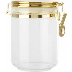 Medium Canister With Gold Finish Lid Kitchen Canisters For Food Storage Airtight Jar / Jars For Tea Coffee Sugar And Spices 10 x 15 x 13 - Premier