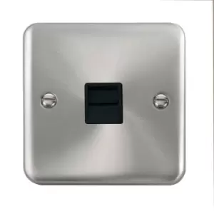 Click Scolmore Deco Plus Satin Chrome 1 Gang Telephone Outlet With Black - DPSC120BK