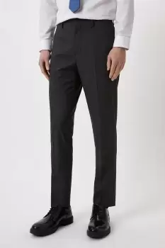 Mens Slim Fit Charcoal Semi Plain Suit Trousers